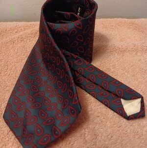 Silk Italian Made Elegant Blue and Red Paisley Tie